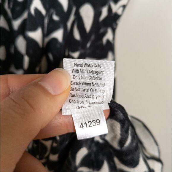 GARNET HILL Black White Abstract Print Silk Cotton Blend Dress Women's Small - Picture 5 of 5